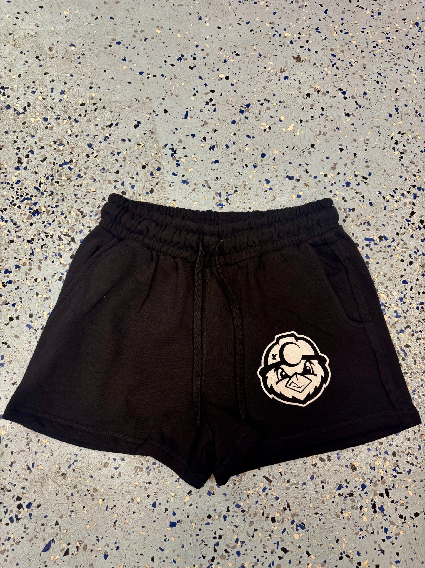 Womens Lightweight Fleece Drawstring Shorts, TBD - Black