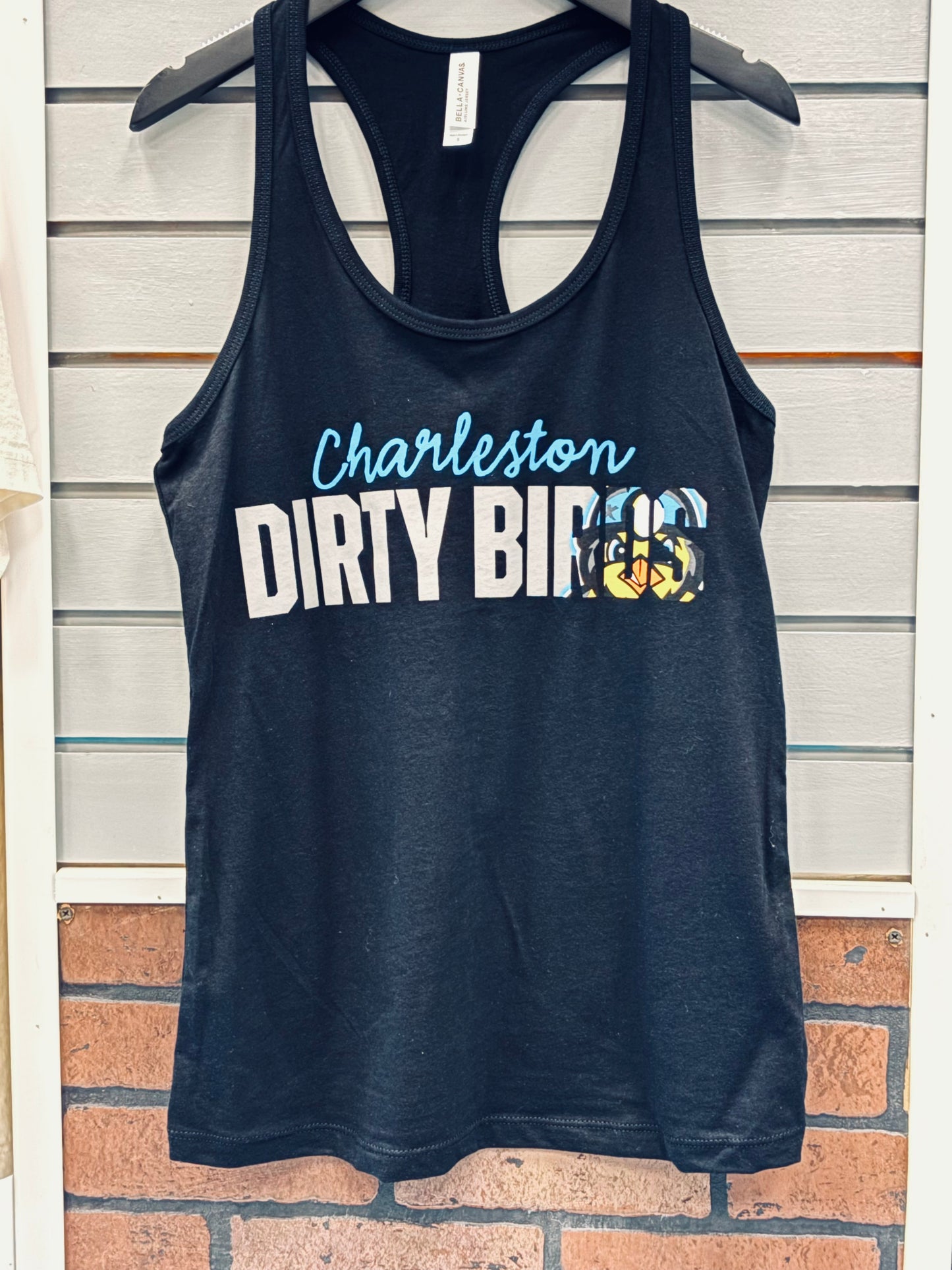 Womens Racerback Tank, Spell Out Logo - Black