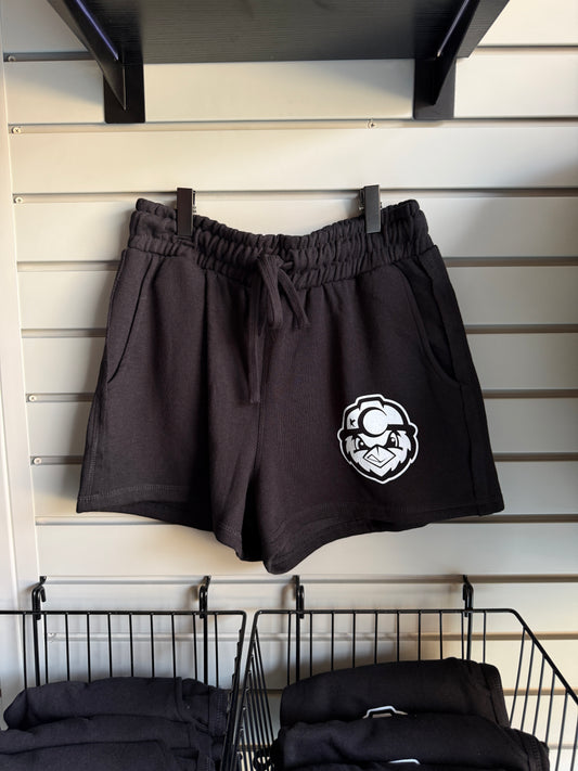 Womens Lightweight Fleece Drawstring Shorts, TBD - Black