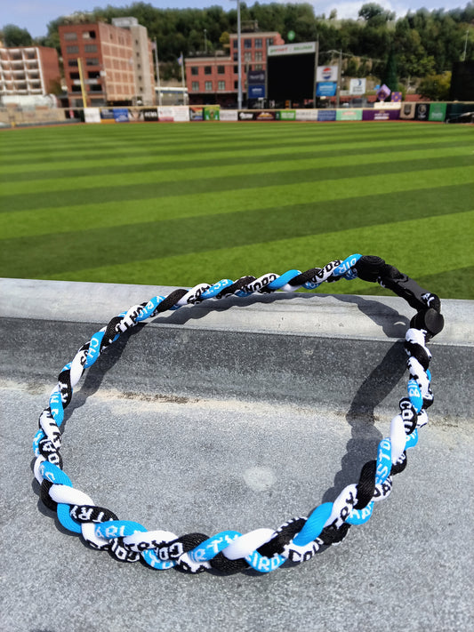 Tornado Necklace - Black, White, Light Blue